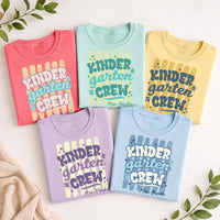 Personalized Kindergarten Teacher Shirt, Custom Kinder Garten Crew Tee, Retro Grade Team Tee, Back to School Outfit, Gift for Teacher