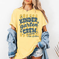 Personalized Kindergarten Teacher Shirt, Custom Kinder Garten Crew Tee, Retro Grade Team Tee, Back to School Outfit, Gift for Teacher