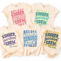 Personalized Kindergarten Teacher Shirt, Custom Kinder Garten Crew Tee, Retro Grade Team Tee, Back to School Outfit, Gift for Teacher