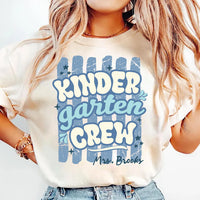 Personalized Kindergarten Teacher Shirt, Custom Kinder Garten Crew Tee, Retro Grade Team Tee, Back to School Outfit, Gift for Teacher