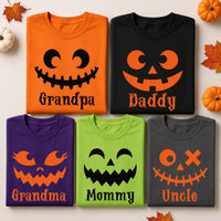 Personalized Halloween Family Shirt, Custom Pumpkin Face Tee, Matching Spooky Group Outfit, Mom Dad Kids Halloween Top, Costume Party Gift
