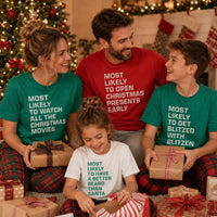 Custom Most Likely To Christmas Shirt, Matching Family Holiday Tee, Funny Festive Pajama Top, Group Party Outfit, Family Christmas Gift