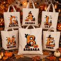 Personalized Halloween Tote Bag, Custom Name Trick or Treat Bag, Kids Candy Canvas Tote, Spooky Initial Bag, Halloween Gift for Kids