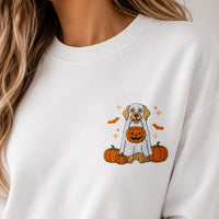 Ghost Puppy Embroidered Sweatshirt, Halloween Pet Hoodie, Cute Spooky Ghost Shirt, Dog Lover Sweatshirt, Cute Halloween Dog Mom Gift