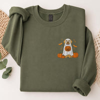 Ghost Puppy Embroidered Sweatshirt, Halloween Pet Hoodie, Cute Spooky Ghost Shirt, Dog Lover Sweatshirt, Cute Halloween Dog Mom Gift