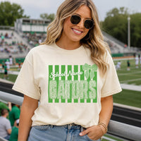 Personalized School Spirit T Shirt, Custom School Name Mascot Tee, Retro Striped Team Shirt, Pep Rally Game Day Outfit, Custom Team Gift