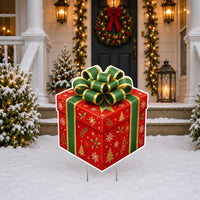 Custom Shaped Christmas Gift Box Yard Sign, Festive Present Lawn Sign, Holiday Lawn Display, Seasonal Outdoor Decor, Christmas Yard Decor