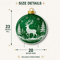 Custom Shaped Christmas Ornament Yard Sign, Green Deer Lawn Sign, Winter Woodland Cutout, Holiday Lawn Display, Christmas Yard Decor