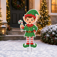 Custom Shaped Christmas Elf Yard Sign, Cute Candy Cane Lawn Sign, Festive Outdoor Cutout, Holiday Lawn Display, Christmas Yard Decor