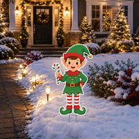 Custom Shaped Christmas Elf Yard Sign, Cute Candy Cane Lawn Sign, Festive Outdoor Cutout, Holiday Lawn Display, Christmas Yard Decor