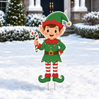 Custom Shaped Christmas Elf Yard Sign, Cute Candy Cane Lawn Sign, Festive Outdoor Cutout, Holiday Lawn Display, Christmas Yard Decor