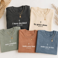 Personalized Baptism Shirt with Date, Custom Christian Faith Tee, Choose Your Faith Phrase Top, Baptism Day Outfit, Christian Gift for Her