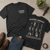 Personalized Raising Arrows Dad Shirt, Custom Kids Names Christian Tee, Psalm 127:4 Big Front Back Print, Father's Day Outfit, Gift for Dad