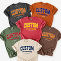 Personalized University Spirit Shirt, Custom College Name Tee, Varsity School Colors T-Shirt, Campus Game Day Outfit, College Student Gift