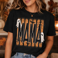 Personalized Halloween Family Shirt, Custom Mama Nana Gigi Mimi Mini Tee, Retro Ghost Role T-Shirt, Matching Fall Outfit, Spooky Gift