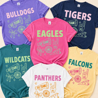 Personalized School Spirit Shirt, Custom School Mascot Team Name Tee, Cheerleader Game Day Top, Pep Rally Outfit, Gift for Sports Mom