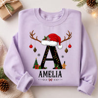 Personalized Christmas Initial Sweatshirt, Custom Name Crewneck, Matching Couples Holiday Shirt, Festive Monogram Top, Christmas Gift