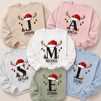 Personalized Christmas Initial Sweatshirt, Custom Name Crewneck, Matching Couples Holiday Shirt, Festive Monogram Top, Christmas Gift