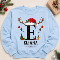 Personalized Christmas Initial Sweatshirt, Custom Name Crewneck, Matching Couples Holiday Shirt, Festive Monogram Top, Christmas Gift