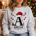 Personalized Christmas Initial Sweatshirt, Custom Name Crewneck, Matching Couples Holiday Shirt, Festive Monogram Top, Christmas Gift