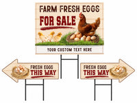 Custom Farm Fresh Eggs Yard Sign, Egg Stand Lawn Sign, 3-Piece Directional Arrow Set, Storefront Yard Display, Business Signage Gift