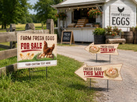 Custom Farm Fresh Eggs Yard Sign, Egg Stand Lawn Sign, 3-Piece Directional Arrow Set, Storefront Yard Display, Business Signage Gift