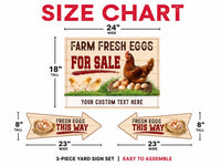 Custom Farm Fresh Eggs Yard Sign, Egg Stand Lawn Sign, 3-Piece Directional Arrow Set, Storefront Yard Display, Business Signage Gift