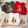Personalized Golden Retriever Christmas Sweatshirt, Custom Dog Name Shirt, Festive Pet Lover Crewneck, Dog Mom Outfit, Christmas Gift