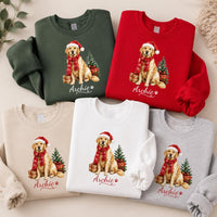 Personalized Golden Retriever Christmas Shirt, Custom Dog Name Shirt, Festive Pet Lover Crewneck, Dog Mom Outfit, Christmas Gift
