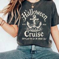 Personalized Halloween Cruise Shirt, Custom Year Vacation Tee, Vintage Anchor Pumpkin Graphic, Matching Spooky Outfit, Cruise Trip Gift