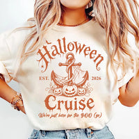 Personalized Halloween Cruise Shirt, Custom Year Vacation Tee, Vintage Anchor Pumpkin Graphic, Matching Spooky Outfit, Cruise Trip Gift