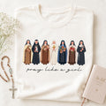 Pray Like a Girl Catholic Shirt, Christian Women Faith Tee, Saints and Nuns Graphic T-Shirt, Religious Sister Gift, Catholic Girl Gift