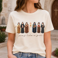 Pray Like a Girl Catholic Shirt, Christian Women Faith Tee, Saints and Nuns Graphic T-Shirt, Religious Sister Gift, Catholic Girl Gift