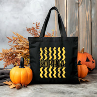 Personalized Halloween Tote Bag, Kids Trick or Treat Candy Bag, Custom Name Canvas Tote, Reusable Halloween Bag, Spooky Gift for Kids