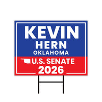 Kevin Hern For Oklahoma Senate 2026 Yard Sign, Corrugated Plastic Senate Elections, Race Red White & Blue Yard Sign with Metal H-Stake