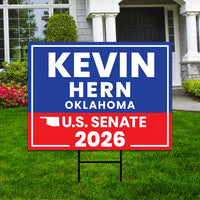 Kevin Hern For Oklahoma Senate 2026 Yard Sign, Corrugated Plastic Senate Elections, Race Red White & Blue Yard Sign with Metal H-Stake