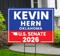 Kevin Hern For Oklahoma Senate 2026 Yard Sign, Corrugated Plastic Senate Elections, Race Red White & Blue Yard Sign with Metal H-Stake