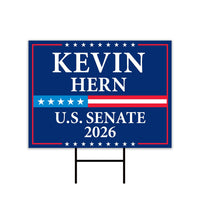 Kevin Hern For Oklahoma Senate 2026 Yard Sign, Corrugated Plastic Senate Elections, Race Red White & Blue Yard Sign with Metal H-Stake