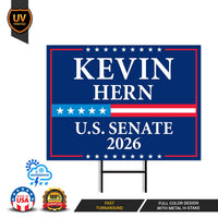 Kevin Hern For Oklahoma Senate 2026 Yard Sign, Corrugated Plastic Senate Elections, Race Red White & Blue Yard Sign with Metal H-Stake