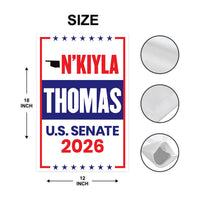 N'Kiyla Thomas For Oklahoma Senate 2026 Garden Flag, Double Sided, 2026 Senate Flag, Elections Flag, Anti-Trump, Race Red White Blue Flag