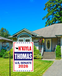 N'Kiyla Thomas For Oklahoma Senate 2026 Garden Flag, Double Sided, 2026 Senate Flag, Elections Flag, Anti-Trump, Race Red White Blue Flag