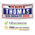 N'Kiyla Thomas For Oklahoma U.S. Senate Banner Sign, 13 oz Waterproof US Senate Election 2026, Democrate Vinyl Banner With Metal Grommets