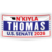 N'Kiyla Thomas For Oklahoma U.S. Senate Banner Sign, 13 oz Waterproof US Senate Election 2026, Democrate Vinyl Banner With Metal Grommets