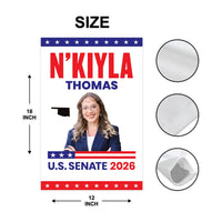 N'Kiyla Thomas For Oklahoma Senate 2026 Garden Flag, Double Sided, 2026 Senate Flag, Elections Flag, Anti-Trump, Race Red White Blue Flag