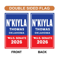 N'Kiyla Thomas For Oklahoma Senate 2026 Garden Flag, Double Sided, 2026 Senate Flag, Elections Flag, Anti-Trump, Race Red White Blue Flag