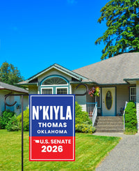 N'Kiyla Thomas For Oklahoma Senate 2026 Garden Flag, Double Sided, 2026 Senate Flag, Elections Flag, Anti-Trump, Race Red White Blue Flag