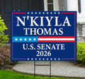 N'Kiyla Thomas For Oklahoma Senate 2026 Yard Sign, Corrugated Plastic Senate Elections, Race Red White & Blue Yard Sign with Metal H-Stake