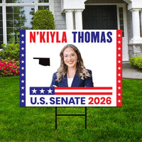 N'Kiyla Thomas For Oklahoma Senate 2026 Yard Sign, Corrugated Plastic Senate Elections, Race Red White & Blue Yard Sign with Metal H-Stake