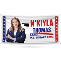 N'Kiyla Thomas For Oklahoma U.S. Senate Banner Sign, 13 oz Waterproof US Senate Election 2026, Democrate Vinyl Banner With Metal Grommets