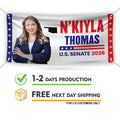 N'Kiyla Thomas For Oklahoma U.S. Senate Banner Sign, 13 oz Waterproof US Senate Election 2026, Democrate Vinyl Banner With Metal Grommets